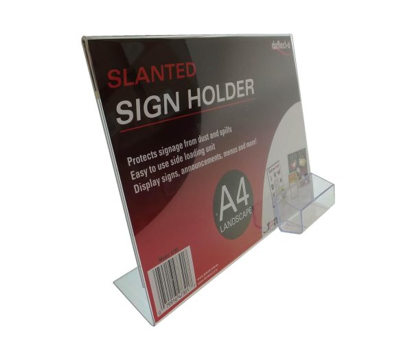 Landscape Slanted Sign Holder with Business Card Holder